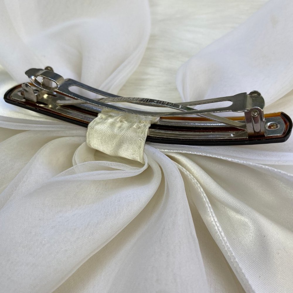 Vintage Ivory Hair Bow Clip 6.5" X 10" - Picture 7 of 7